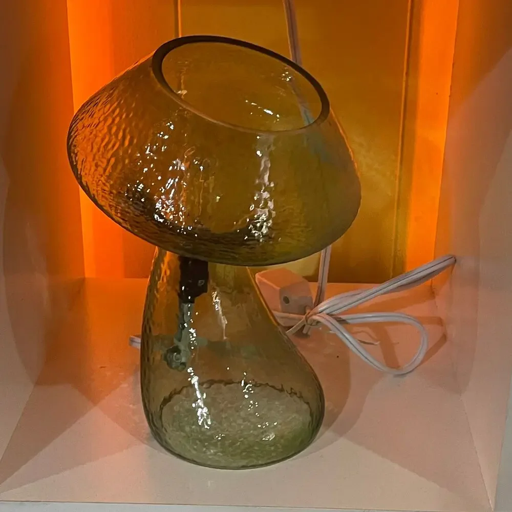 Glass Mushroom Shaped‎ Lamp- Green- NIB